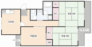 上穂積住宅1棟【3階】の間取り