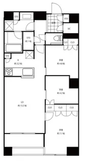 富久クロスコンフォートタワー【48階】の間取り