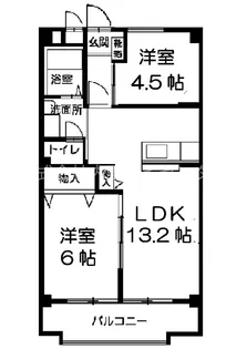 2LDKの間取り画像