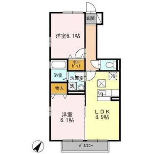 カーサ レガーレA・B【1階】の間取り