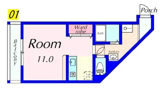 フェイム瀬田(1K)【2階】の間取り