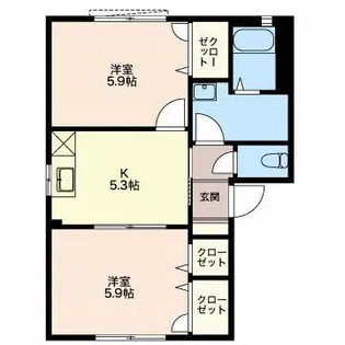 タウンKOMO C【1階】の間取り
