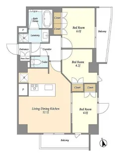 フレシア赤塚新町(旧:ウェルスクエア赤塚新町)【8階】の間取り