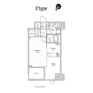 ラクレイス西新【4階】の間取り