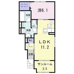 ピーチブロッサムA【1階】の間取り