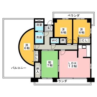 ヴァンヴェール長久手【3階】の間取り