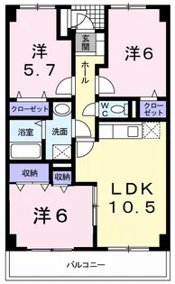 高知県南国市篠原【マンション】の間取り