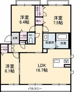 グランドソレイユ新山口【1階】の間取り