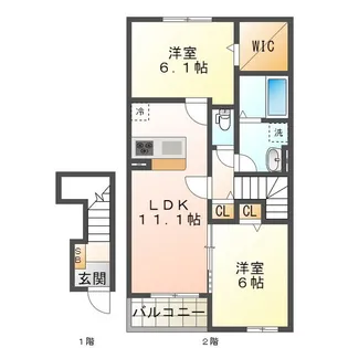 レイア プルメリア【2階】の間取り