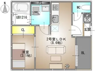 岡山県岡山市北区高柳東町【アパート】の間取り