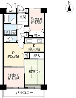UR光が丘パークタウンゆりの木通り北【2階】の間取り
