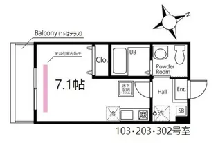 ハーミットクラブハウスヴァンキャトル鶴見【1階】の間取り