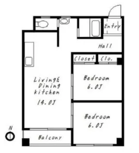 升本マンション【7階】の間取り
