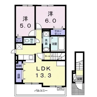 グランド ソレイユ新栄C【2階】の間取り