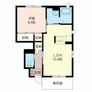 フレンドリーパークつきのわA シャーメゾン【1階】の間取り