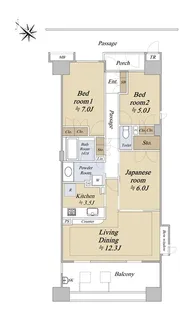 プライヴブルー東京【3階】の間取り