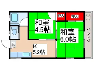 第一秋谷コーポ【2階】の間取り