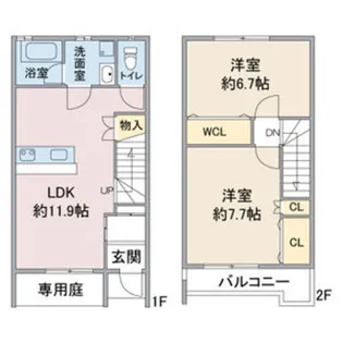 ルーミナス タウン 1号棟2号棟【1階】の間取り