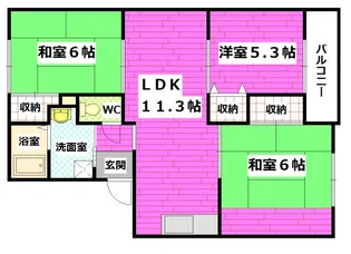 セジュール小屋浦 B棟【2階】の間取り