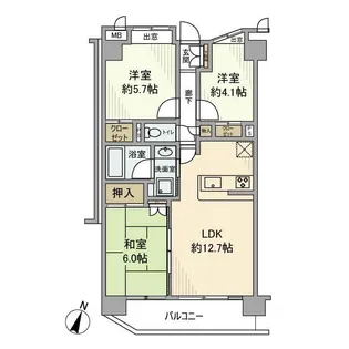 日神パレステージ鴨居【3階】の間取り