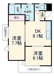 ベルヴュー鴨江【2階】の間取り