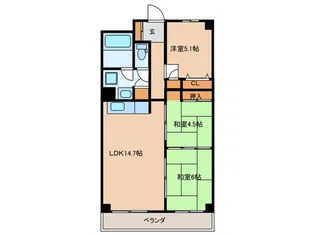 コープ野村御園【5階】の間取り