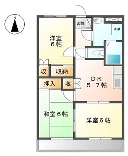 ネオパリエB【2階】の間取り