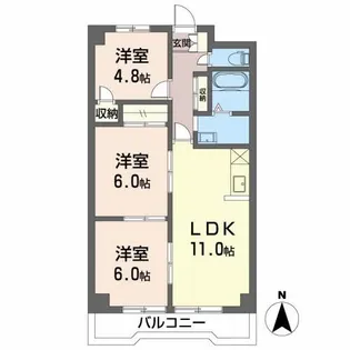 プリマべーラS【3階】の間取り