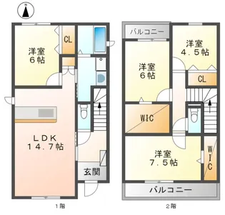 愛知県一宮市大和町毛受字北河原【一戸建】の間取り