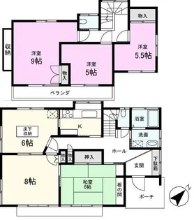 埼玉県越谷市蒲生本町【一戸建】の間取り
