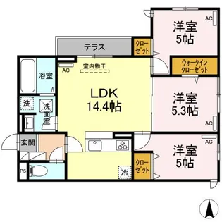セレスティア南烏山【1階】の間取り