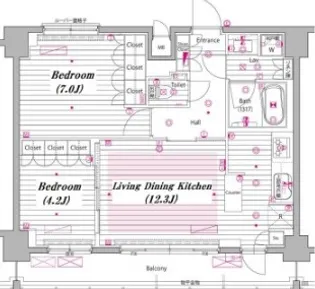 グランド・ガーラ白金高輪【12階】の間取り
