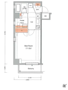 エストゥルースプラス東神奈川【2階】の間取り