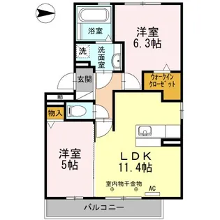 愛知県一宮市木曽川町黒田字西針口北ノ切【アパート】の間取り