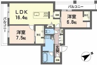 シャーメゾン草津プレミア【2階】の間取り