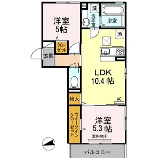 ソレイユひびきが丘【2階】の間取り