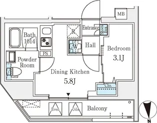 クラリティア文京湯島【2階】の間取り