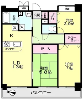 ラ・ヴィラヴェルデ平塚【7階】の間取り
