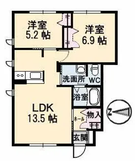 サンパレス大門【1階】の間取り