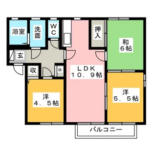 ディアスフローラB【1階】の間取り