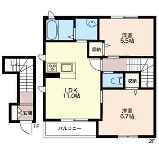 クエストコート A【2階】の間取り