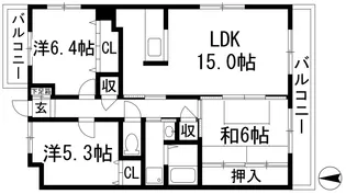 ボヌール宝塚【2階】の間取り