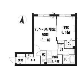 グランメール 北18条駅【4階】の間取り