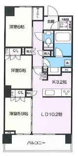 クリオレジダンス横濱ベイサイド【6階】の間取り