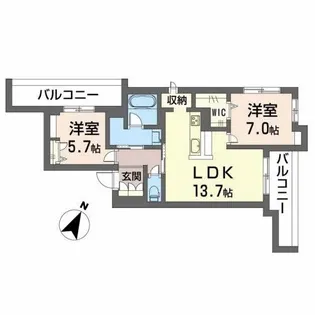 サフィール メゾン【2階】の間取り