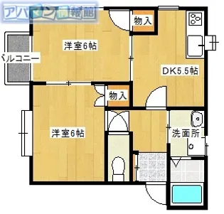 サンライズタウンF棟【2階】の間取り