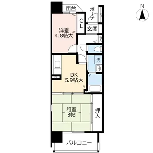 URアーベインルネス片野【8階】の間取り
