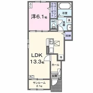 サニーハウスV【1階】の間取り