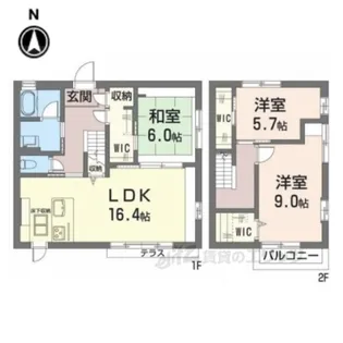ライトハウスウエスト【1階】の間取り