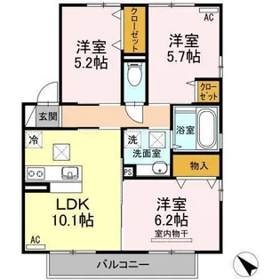 セジュール・アイII A棟【1階】の間取り